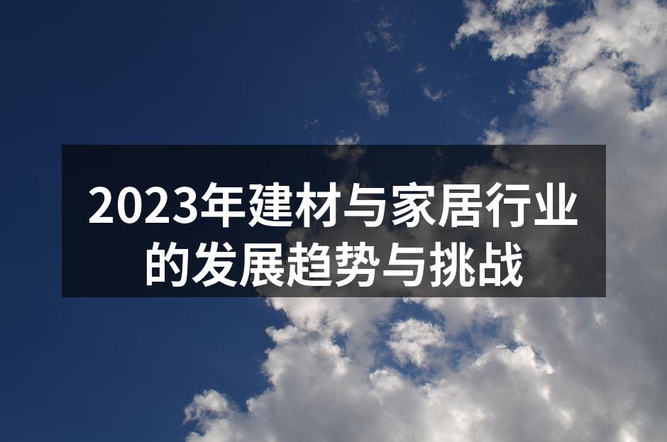 2023年建材与家居行业的发展趋势与挑战