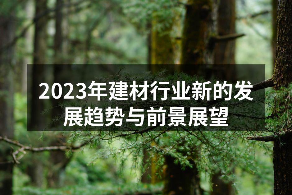 2023年建材行业新的发展趋势与前景展望